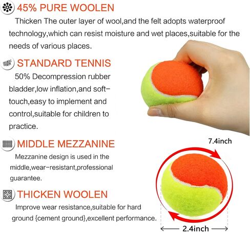 FINGER TEN Kids Tennis Balls for Dogs Youth Beginners Practice Durable Orange Low Compression Stage Pressureless Bulk Training Tool Playing with Pet in Saudi Arabia