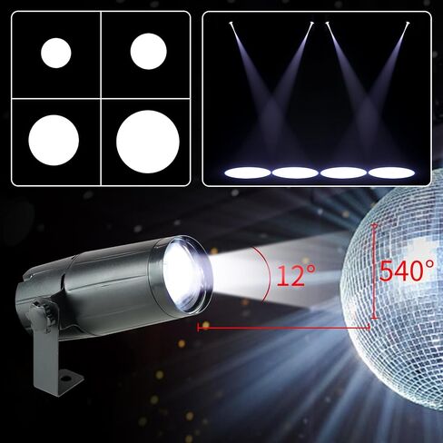 Pinspot Light، 3 حزمة Czgor 10W مرآة أضواء كاشفة، مشرق بارد أبيض شعاع ديسكو الكرة الأضواء، إضاءة المسرح للحزب DJ ديسكو الرقص بار مسرح الزفاف in Saudi Arabia