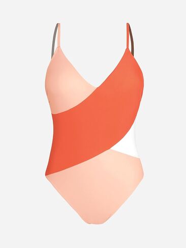 CUPSHE Women's One Piece Swimsuit V Neck Bathing Suit Color Block Adjustable Straps Trendy in Saudi Arabia