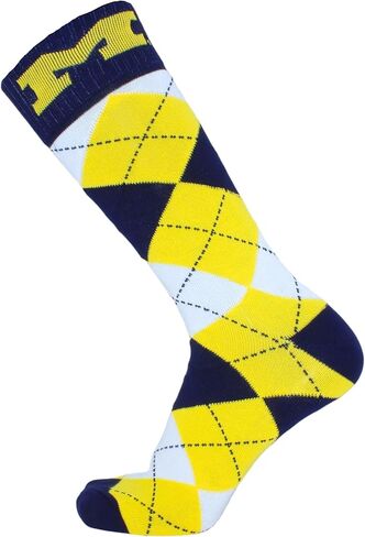 Michigan Wolverines Men's Argyle Dress Socks, Blue/Maize/White, One Size, NCAA Officially Licensed - DB Fan Gear in Saudi Arabia