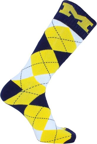 Michigan Wolverines Men's Argyle Dress Socks, Blue/Maize/White, One Size, NCAA Officially Licensed - DB Fan Gear in Saudi Arabia