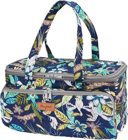 حقيبة غزل هانفيتش - منظم تخزين غزل كبير الحجم مع حلقات تثبيت - حقيبة كروشيه محمولة لخيوط الغزل - خطافات الكروشيه - إبر الحياكة - ملحقات أخرى (زهرة رمادية) in Kuwait