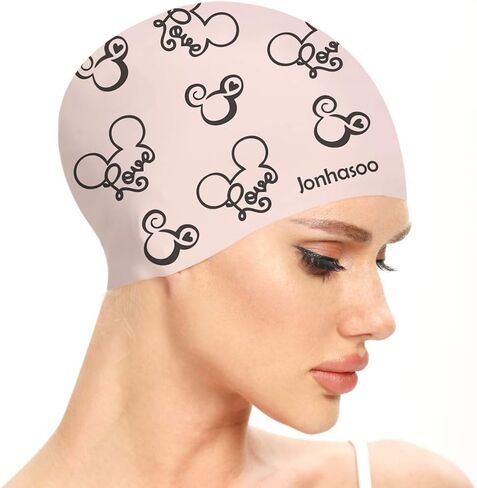 Swim Cap Women, Silicone Swim Cap Kids with Mouse Printed Swimming Cap in Saudi Arabia