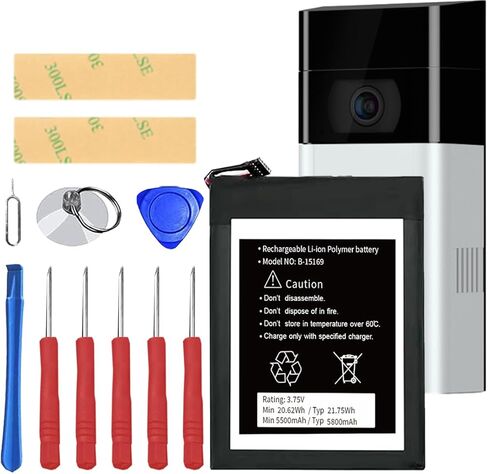 2023 بطارية بديلة مطورة جديدة لجرس باب يتضمن شاشة عرض فيديو من الجيل الأول، بطارية الجيل الأول من 5 دبوس مع طقم تصليح الأدوات in Kuwait