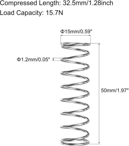 uxcell Compression Spring,304 Stainless Steel,15mm OD,1.2mm Wire Size,26mm Compressed Length,40mm Free Length,15.7N Load Capacity for Home Projects, Silver Tone, 10pcs in Saudi Arabia