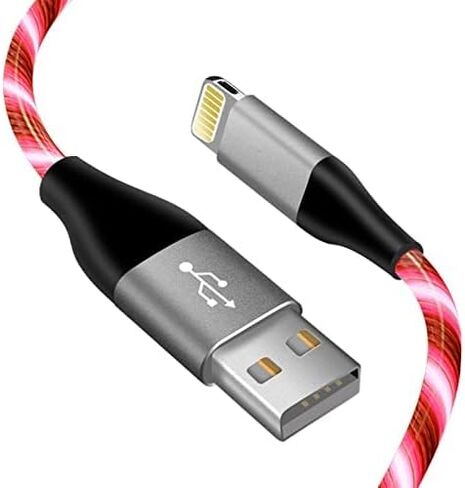 LED iPhone Light up Charger Cable, | Apple MFi Certified | USB A to Lightning Fast Charging Cord Compatible with iPhone 13 Pro Max 12 Mini 11 X XS XR 8 7P 6S 5S iPad iPod Touch More (6FT, Blue) in Saudi Arabia
