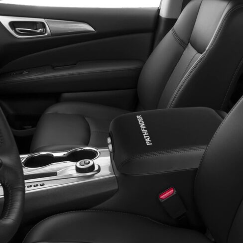 Center Console Armrest Box Cover Anti-Scratch Leather Auto Central Armrest Protector Pad Interior Decoration Accessories Fit for Nissan Pathfinder 2013-2020(Black Stitches) in Saudi Arabia