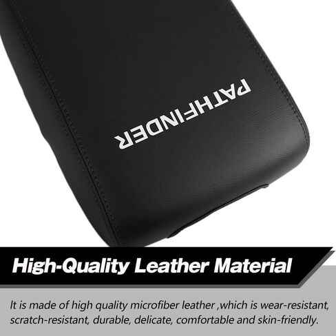 Center Console Armrest Box Cover Anti-Scratch Leather Auto Central Armrest Protector Pad Interior Decoration Accessories Fit for Nissan Pathfinder 2013-2020(Black Stitches) in Saudi Arabia