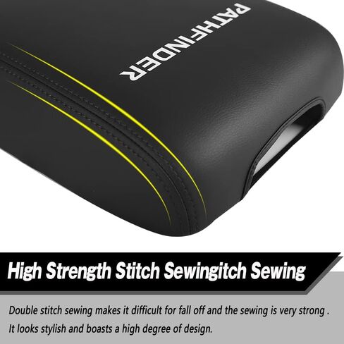 Center Console Armrest Box Cover Anti-Scratch Leather Auto Central Armrest Protector Pad Interior Decoration Accessories Fit for Nissan Pathfinder 2013-2020(Black Stitches) in Saudi Arabia