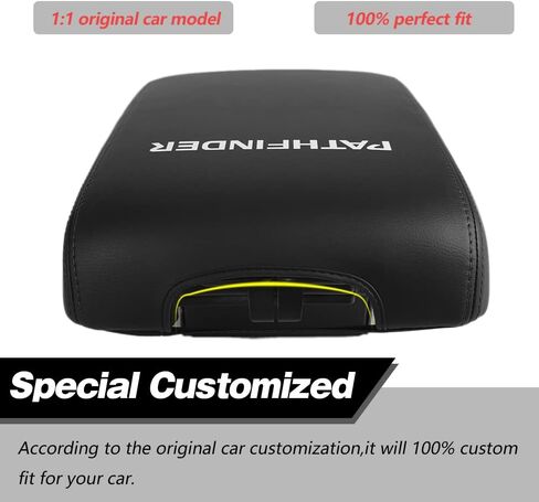 Center Console Armrest Box Cover Anti-Scratch Leather Auto Central Armrest Protector Pad Interior Decoration Accessories Fit for Nissan Pathfinder 2013-2020(Black Stitches) in Saudi Arabia