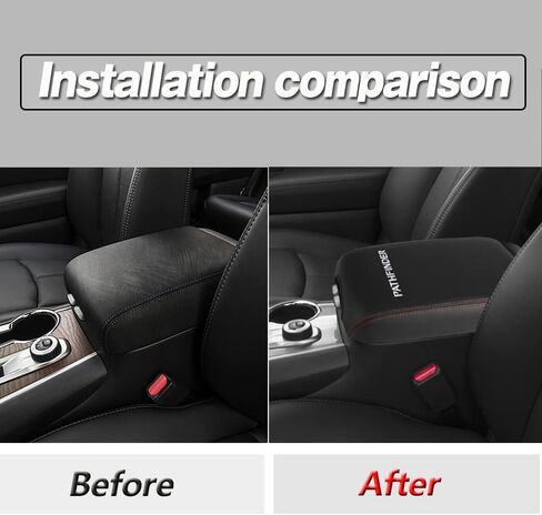 Center Console Armrest Box Cover Anti-Scratch Leather Auto Central Armrest Protector Pad Interior Decoration Accessories Fit for Nissan Pathfinder 2013-2020(Black Stitches) in Saudi Arabia