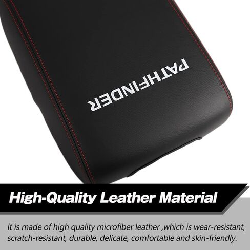 Center Console Armrest Box Cover Anti-Scratch Leather Auto Central Armrest Protector Pad Interior Decoration Accessories Fit for Nissan Pathfinder 2013-2020(Black Stitches) in Saudi Arabia