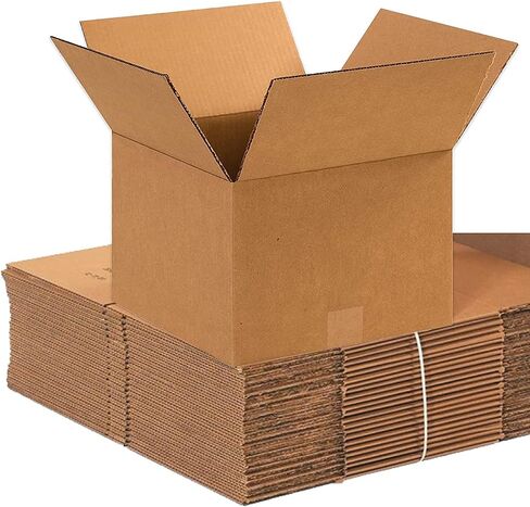 BOX USA 25 حزمة من صناديق الورق المقوى المموج شديدة التحمل، 30.48 سم طولًا × 30.48 سم عرضًا × 20.32 سم ارتفاعًا، كرافت، شحن، تعبئة وتحريك in Saudi Arabia