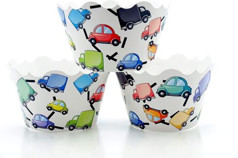 لوازم حفلات أعياد ميلاد السيارات، أغلفة الكب كيك (12 عبوة) - هدايا حفلات سباق السيارات، ديكورات حفلات شاحنة الوحش الكبيرة، ديكور حفلات أعياد ميلاد الأولاد in Kuwait