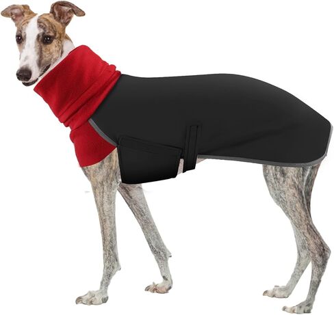 Greyhound Winter Coat, Dog Jacket Waterproof, Greyhound Coat with Harness Hole, Waterproof Dog Coats, Dog Jumper Jacket, Whippet Raincoat, Outdoor Dog Apparel for Whippet Lurcher Salukis (L, Black) in Saudi Arabia