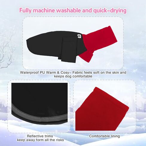 Greyhound Winter Coat, Dog Jacket Waterproof, Greyhound Coat with Harness Hole, Waterproof Dog Coats, Dog Jumper Jacket, Whippet Raincoat, Outdoor Dog Apparel for Whippet Lurcher Salukis (L, Black) in Saudi Arabia