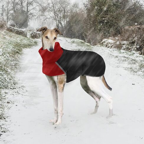 Greyhound Winter Coat, Dog Jacket Waterproof, Greyhound Coat with Harness Hole, Waterproof Dog Coats, Dog Jumper Jacket, Whippet Raincoat, Outdoor Dog Apparel for Whippet Lurcher Salukis (L, Black) in Saudi Arabia