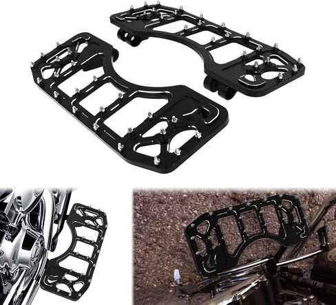 YHMTIVTU CNC أوتاد قدم واسعة للسائق على الطرق الوعرة Footpegs Chopper Bobber Style Footpegs دواسة أرضية متوافقة مع Harley Touring Road Glide Softail Fatboy Dyna in Kuwait