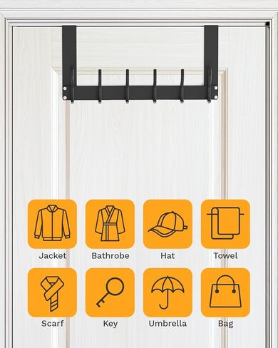 خطافات قابلة للطي فوق الباب، لا تحتاج إلى تجميع، خطاف تعليق للباب، 50 رطلًا للخدمة الشاقة فوق رف الباب، خطافات باب لتعليق المناشف وحقائب الملابس والقبعات مع حزمة خطاف قيادة واحدة - أسود in Kuwait