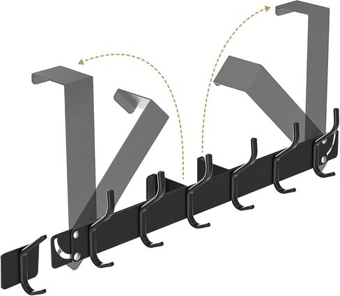 Foldable Over The Door Hooks, No Assembly Required Door Hanger Hook, 50 Lb Heavy Duty Over The Door Coat Rack, Door Hooks for Hanging Towels Clothes Hats Bags with Plus One Command Hook Pack - Black in Saudi Arabia