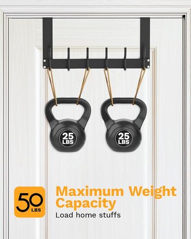 Foldable Over The Door Hooks, No Assembly Required Door Hanger Hook, 50 Lb Heavy Duty Over The Door Coat Rack, Door Hooks for Hanging Towels Clothes Hats Bags with Plus One Command Hook Pack - Black in Saudi Arabia