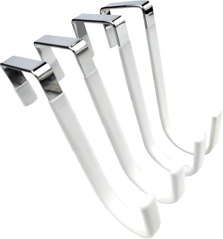 Over Door Hooks for Hanging - 4 Pack Over Door Hook, Heavy Duty Over The Door Hooks, Door Hanger Hook, White Over The Door Hanger in Saudi Arabia