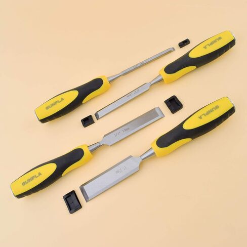 مجموعة إزميل خشبية فاخرة للأعمال الخشبية والنحت ومقابض ناعمة مع غطاء طرفي من الفولاذ للمطرقة 4 قطع in Kuwait