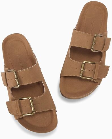 Coutgo Women's Cork Platform Sandals Slip on Mules and Clogs Double Buckle Straps Summer Shoes in Saudi Arabia