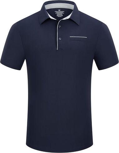 Mens Golf Shirt Short Sleeve Dry Fit Performance Moisture Wicking Rib Collared Golf Polo Shirts for Men in Saudi Arabia