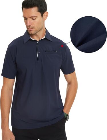 Mens Golf Shirt Short Sleeve Dry Fit Performance Moisture Wicking Rib Collared Golf Polo Shirts for Men in Saudi Arabia