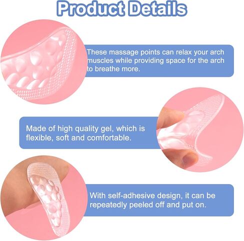 3 Pairs Arch Support Inserts, Arch Support Insoles for Women Foot, Massage Gel Shoes Arch Pads, Adhesive Shoes Arch Insoles for Flat Feet High Arch Plantar Fasciitis Arch Pain Relief in Saudi Arabia