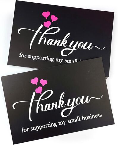 / 4×6 أسود شكرًا لك على دعم بطاقات العمل الصغيرة الخاصة بي، وردي شكرًا لدعم حشوات تغليف الأعمال الصغيرة (4 × 6 بوصات)-50 بطاقة in Kuwait