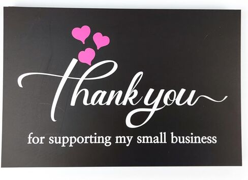 / 4×6 أسود شكرًا لك على دعم بطاقات العمل الصغيرة الخاصة بي، وردي شكرًا لدعم حشوات تغليف الأعمال الصغيرة (4 × 6 بوصات)-50 بطاقة in Kuwait