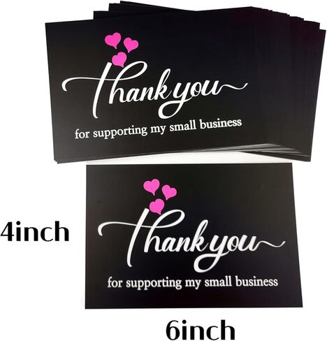 / 4×6 أسود شكرًا لك على دعم بطاقات العمل الصغيرة الخاصة بي، وردي شكرًا لدعم حشوات تغليف الأعمال الصغيرة (4 × 6 بوصات)-50 بطاقة in Kuwait