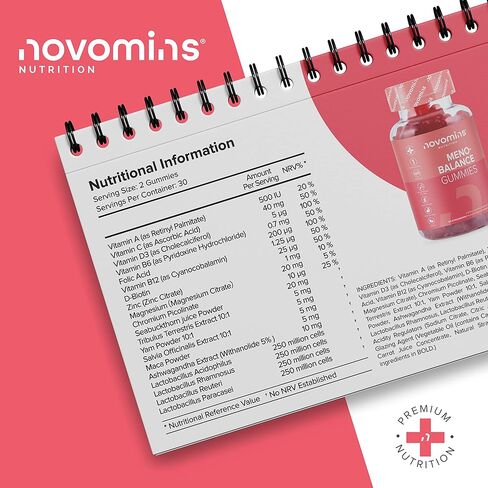 Novomins Meno-Balance Gummies – Menopause Support – Perimenopause and Post Menopause Symptoms – High Strength Supplements with Natural Plant Phytoestrogens– Vegan- Gluten Free in Kuwait
