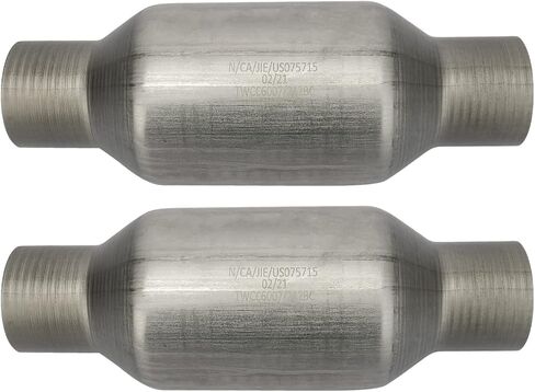 MAYASAF【2 pack】2.25" Inlet/Outlet Universal Catalytic Converter, High Flow Exhaust Pipe, w/o O2 Port (EPA Compliant), 2 pack in Saudi Arabia