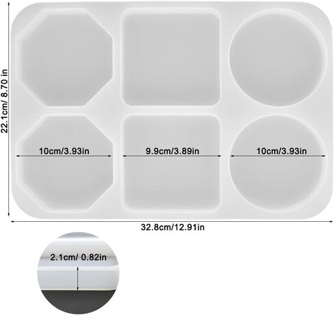 قوالب سيليكون كوستر ذات 6 تجاويف، قوالب كوستر من الراتنج AIFUDA لصب الراتنج، قوالب كوستر عميقة كبيرة كوستر DIY، ديكور المنزل in Kuwait