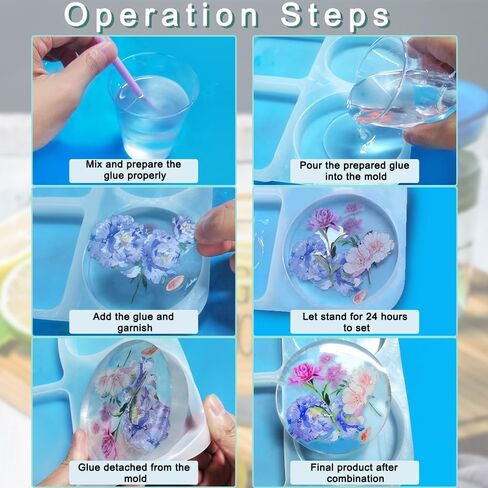 قوالب سيليكون كوستر ذات 6 تجاويف، قوالب كوستر من الراتنج AIFUDA لصب الراتنج، قوالب كوستر عميقة كبيرة كوستر DIY، ديكور المنزل in Kuwait