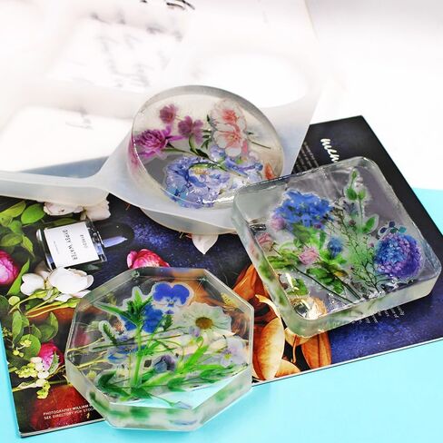 قوالب سيليكون كوستر ذات 6 تجاويف، قوالب كوستر من الراتنج AIFUDA لصب الراتنج، قوالب كوستر عميقة كبيرة كوستر DIY، ديكور المنزل in Kuwait