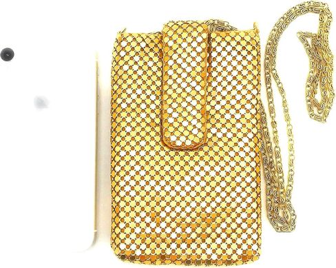 Women's Metal Mesh Small Cell Phone Pouch Bag Cross-Body Shoulder Strap in Saudi Arabia