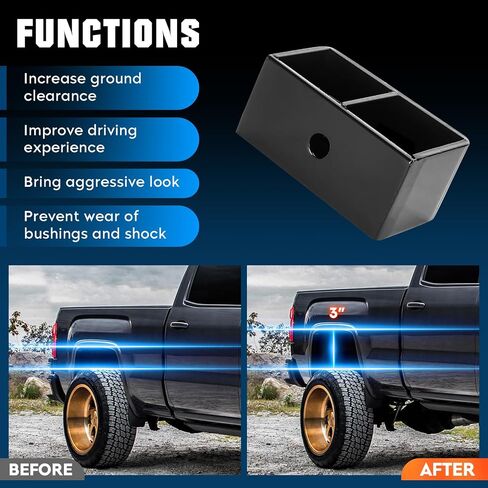كتلة رفع خلفية مقاس 1 بوصة تناسب سيارة Chevy Silverado 1500 1999-2020، Suburban 1500 1995-1999، Tahoe 1995-1999، مجموعات رفع التسوية مناسبة لـ GMC Sierra 1500 1999-2020 مع مسامير على شكل حرف U مربعة طويلة جدًا in Saudi Arabia
