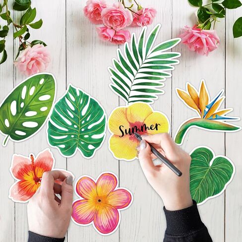 45 قطعة من القصاصات الاستوائية لتزيين الفصول الدراسية، قطع صيفية من أوراق النخيل في هاواي وزهور الكركديه، قصاصات استوائية لتزيين الجدران في الفصول المدرسية والمنزلية in Kuwait