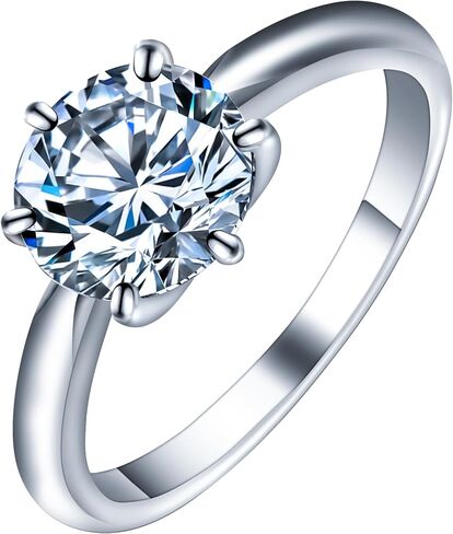 Jaxmoon Moissanite Solitaire خاتم الخطوبة للنساء خواتم الوعد 3-5 قيراط D اللون VVS1 الوضوح، 925 الفضة الاسترليني مع 18K مطلية بالذهب 6 مخالب مويسانيتي خواتم للنساء هدية in Saudi Arabia
