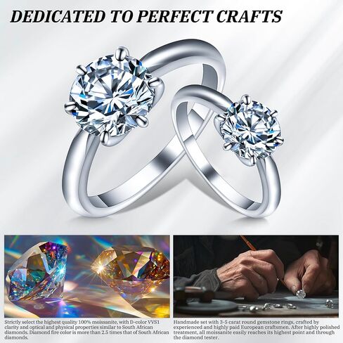Jaxmoon Moissanite Solitaire خاتم الخطوبة للنساء خواتم الوعد 3-5 قيراط D اللون VVS1 الوضوح، 925 الفضة الاسترليني مع 18K مطلية بالذهب 6 مخالب مويسانيتي خواتم للنساء هدية in Saudi Arabia