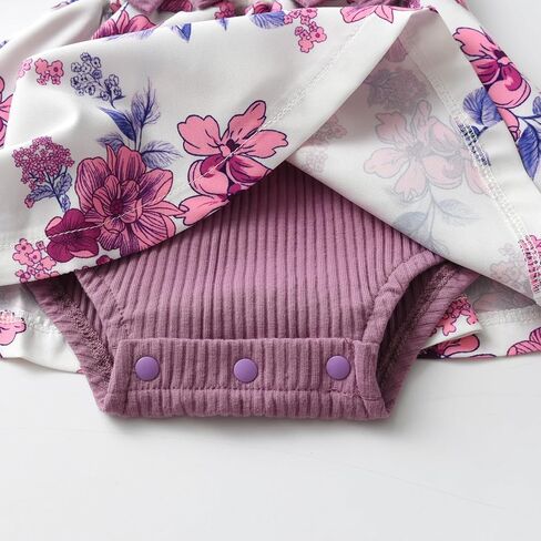 Infant Baby Girl Long Sleeve Ruffle Romper Floral Suspender Dress Onesie Headband Outfit in Kuwait