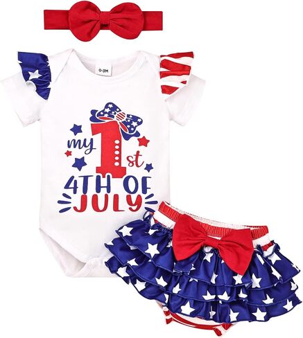 My Fisrt 4th of July Outfit Newborn Infant Baby Girl 4th of July Outfits Girl Clothes Cute American Flag Skirt Set in Saudi Arabia