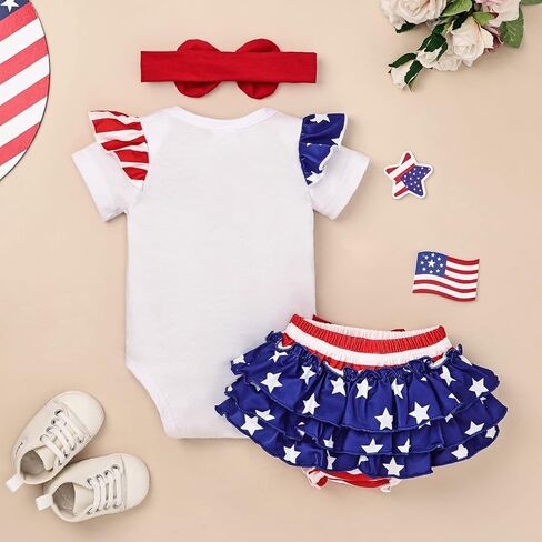 My Fisrt 4th of July Outfit Newborn Infant Baby Girl 4th of July Outfits Girl Clothes Cute American Flag Skirt Set in Saudi Arabia