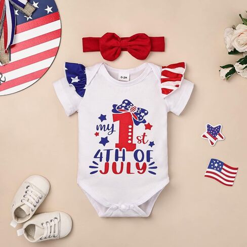 My Fisrt 4th of July Outfit Newborn Infant Baby Girl 4th of July Outfits Girl Clothes Cute American Flag Skirt Set in Saudi Arabia