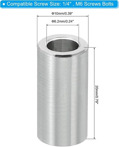 PATIKIL M6 Aluminum Spacers, 10 Pcs Metal Spacer Aluminum 6.2mm ID x 10mm OD x 1.5mm L Aluminum Spacer Screw Standoff Round for 1/4" or M6 Screw Bolts in Saudi Arabia