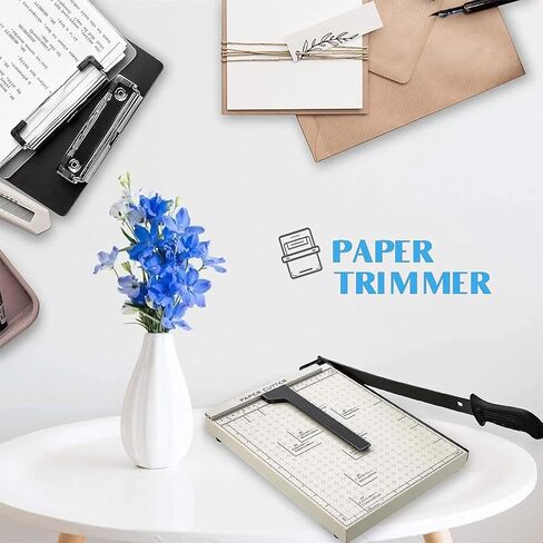 قاطعة ورق للبطاقات شديدة التحمل مقاس 12 بوصة، وقص طول 12 بوصة لقص الورق المقصلة لقاعدة معدنية للبطاقات، سعة 12 ورقة، للمنزل والمكتب والمدرسة in Kuwait